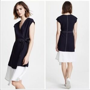 Joie Mahesa Navy and White Midi Wrap Dress Size S #615
